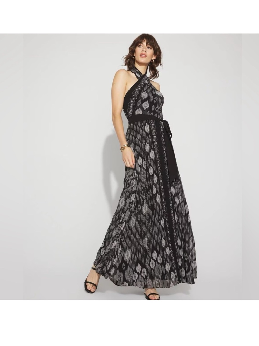 WHBM Halter Maxi Dress in Ikat Print